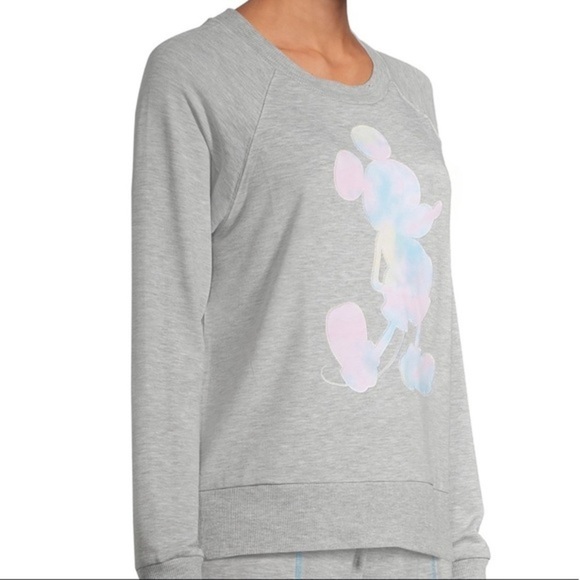Disney Mickey tie-dye silhouette Graphic long sleeve crewneck Pullover New w Tag - Picture 2 of 3